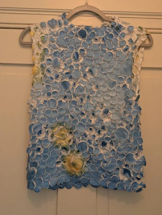 She's All That Blue Mosaic Top w/ Unique Bubble Fabric- One Size Fits Most - Picture 1 of 4